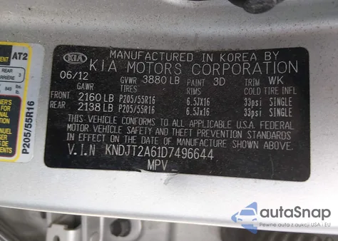 2013 Kia Soul + из США, поврежденный, VIN KNDJT2A61D7496644